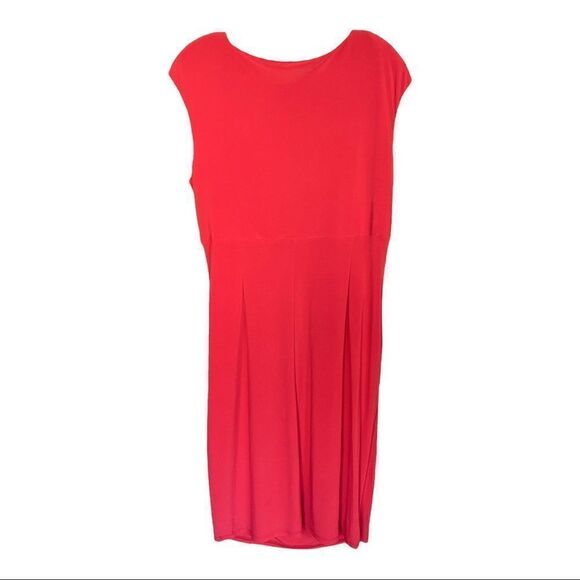 LAUREN Ralph Lauren Dress Sleeveless Jersey Red Ruched Faux Wrap Womens 14 - Picture 2 of 10
